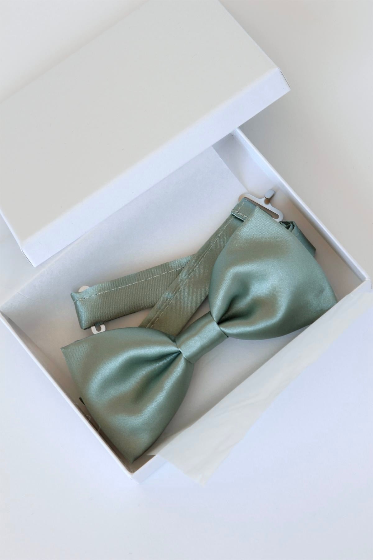 Dusty sage satin bow tie, sage silky bow tie, mens wedding bow tie, groomsmen bow tie, ring bearer bow tie, kids boys sage bow tie