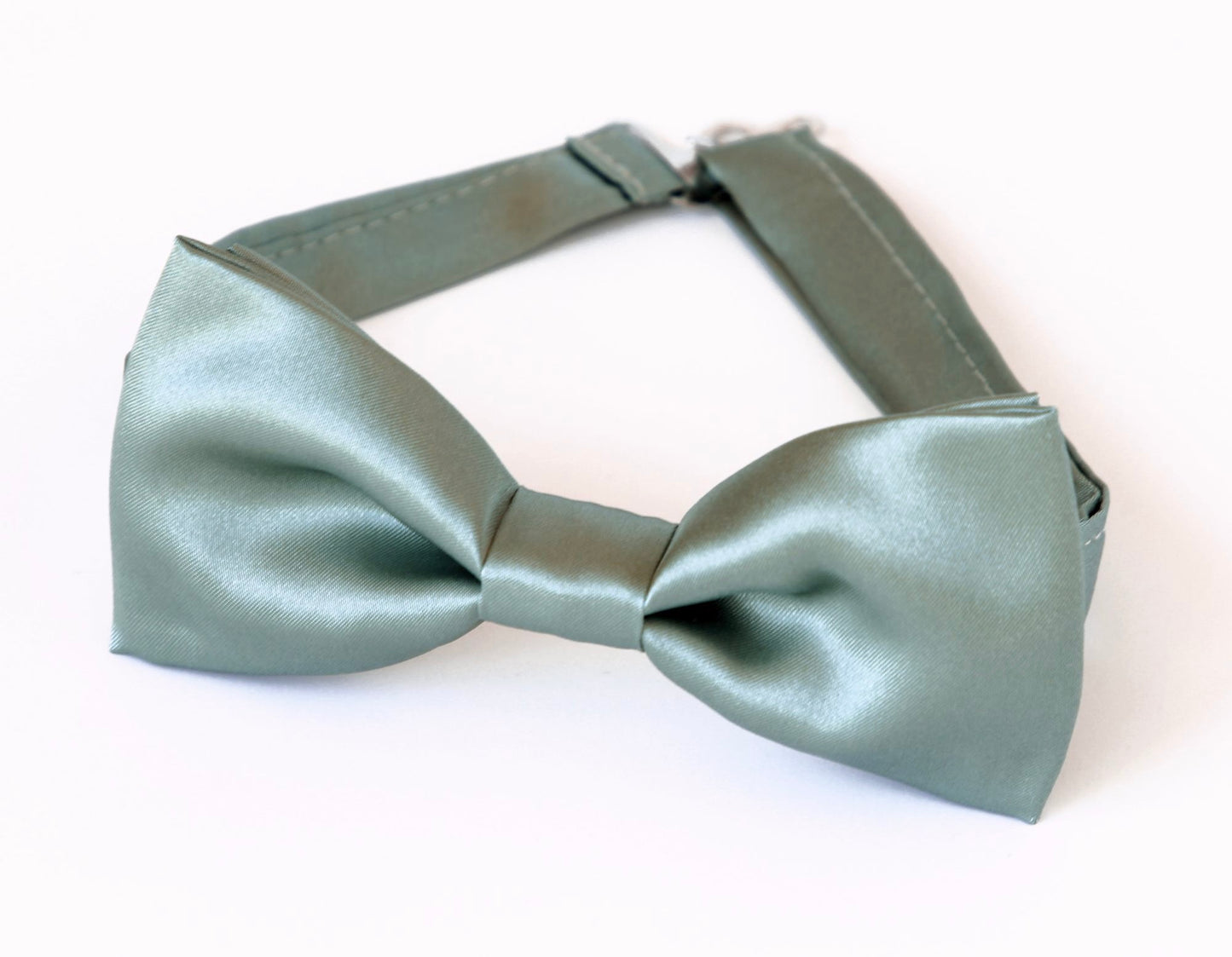 Dusty sage satin bow tie, sage silky bow tie, mens wedding bow tie, groomsmen bow tie, ring bearer bow tie, kids boys sage bow tie