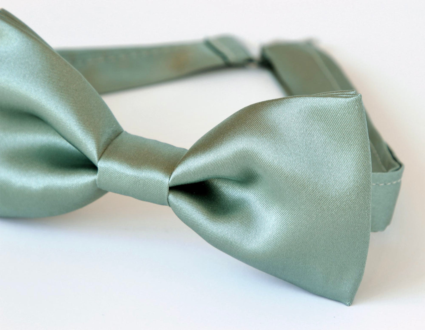 Dusty sage satin bow tie, sage silky bow tie, mens wedding bow tie, groomsmen bow tie, ring bearer bow tie, kids boys sage bow tie