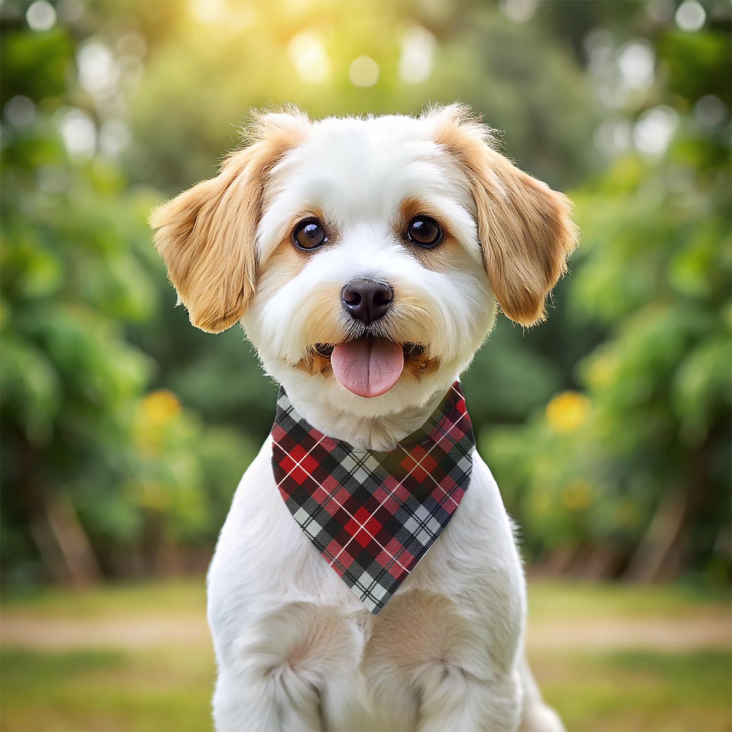 Red, gray and black plaid dog bandana, over the collar bandana for dogs all sizes, slip on bandana, dog holiday accessories, Christmas gift