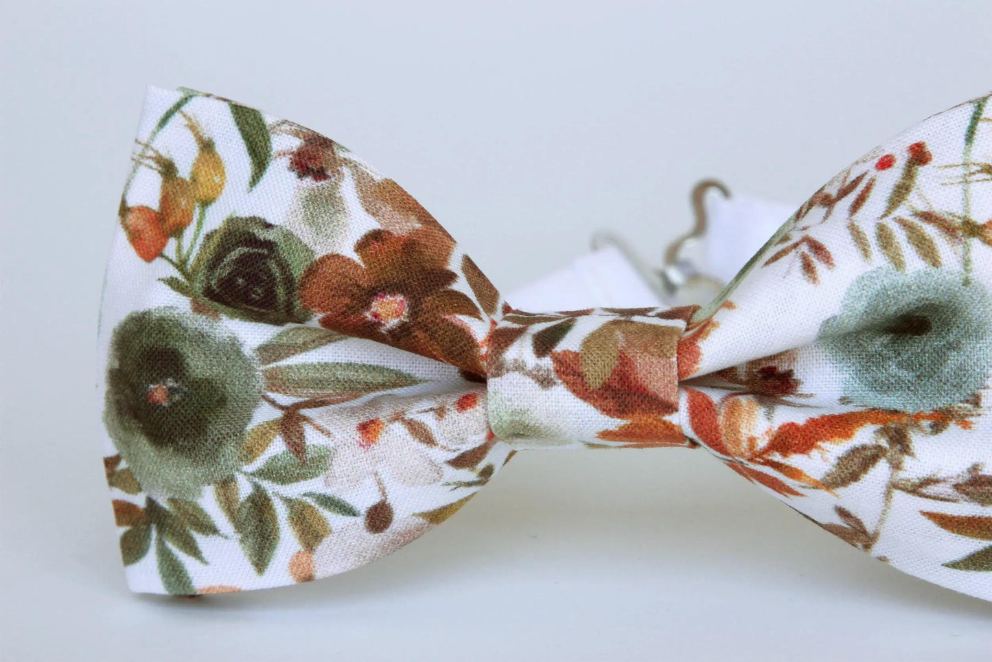 Autumn floral necktie, men's wedding neck tie, bow tie, pocket square, grooms groomsmen dusty green blue brown bowtie boys