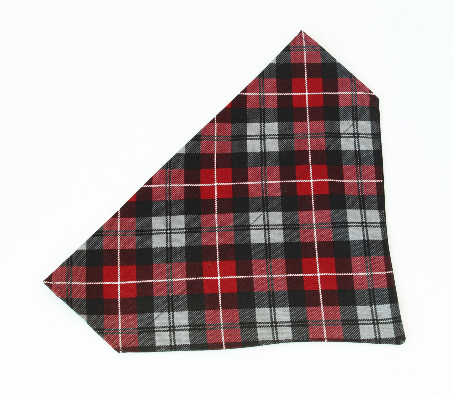 Red, gray and black plaid dog bandana, over the collar bandana for dogs all sizes, slip on bandana, dog holiday accessories, Christmas gift