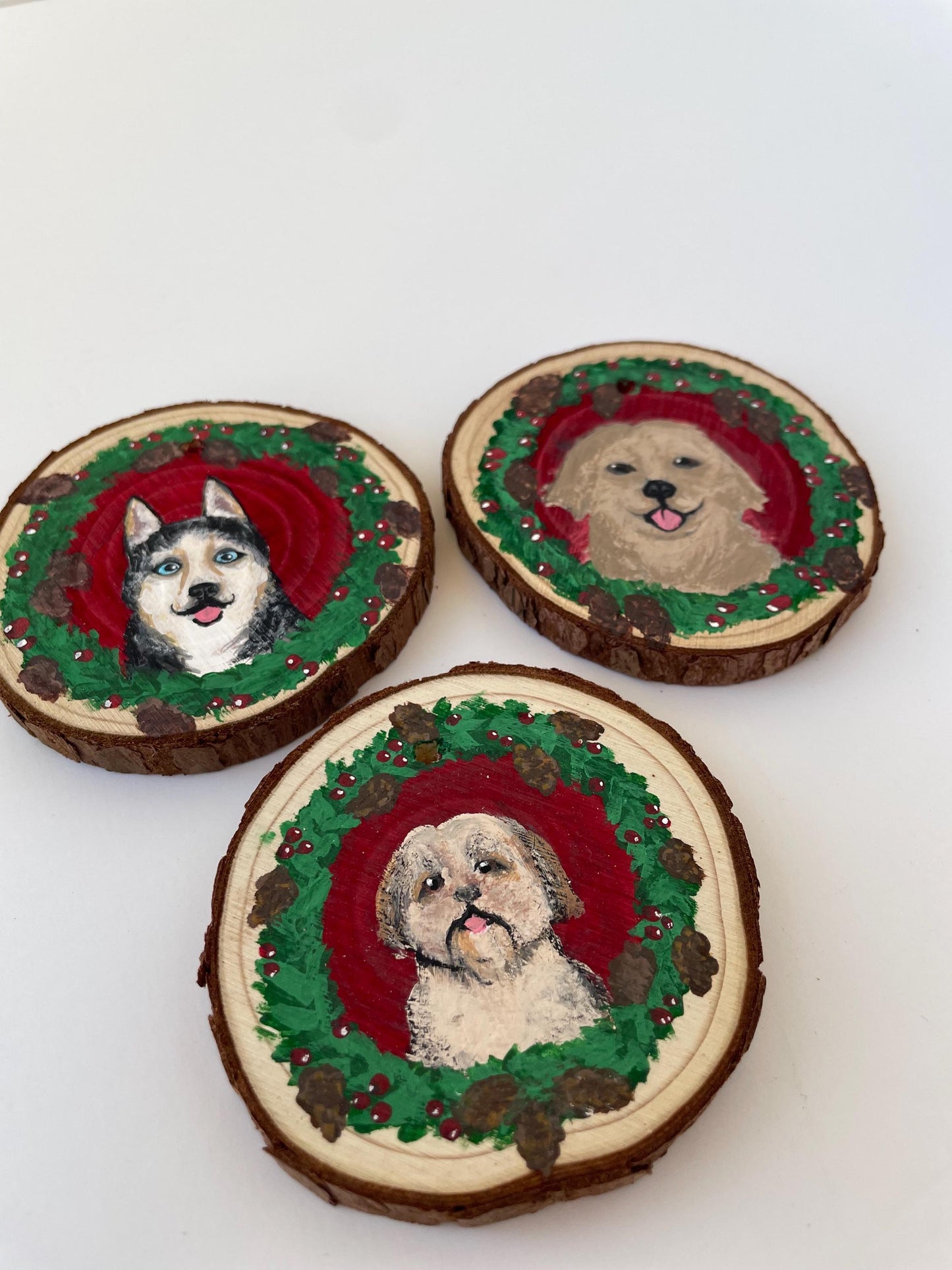 Custom Hand Painted Pet Wooden Christmas Ornament, Dog lover gift, Cat lover gift, Personalized Pet Ornament, Cat Christmas Ornament