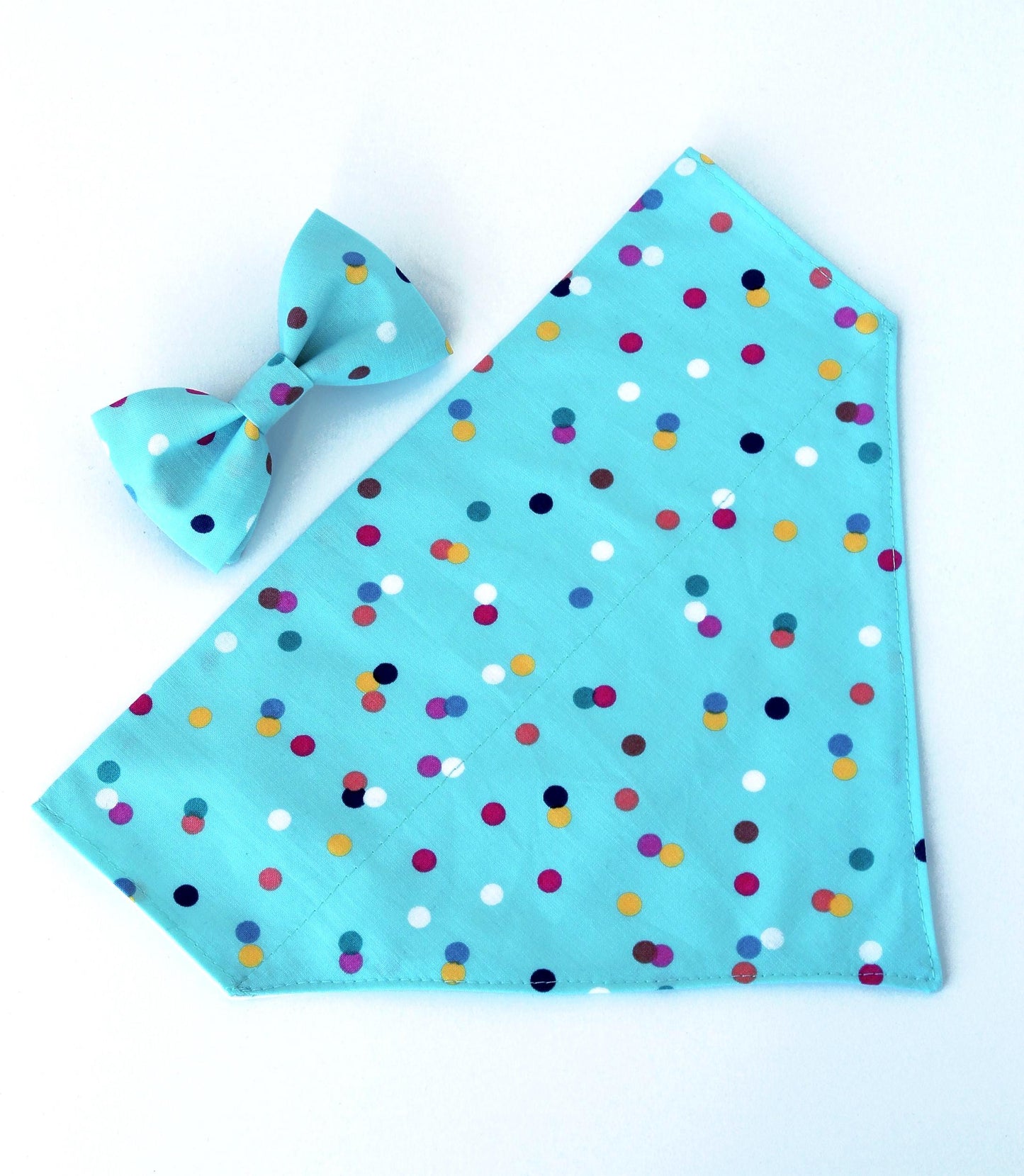 Dog bandana, birthday dog bandana, party collar on dog bandana, confetti fun over the collar bandana, celebration dog bandana all sizes