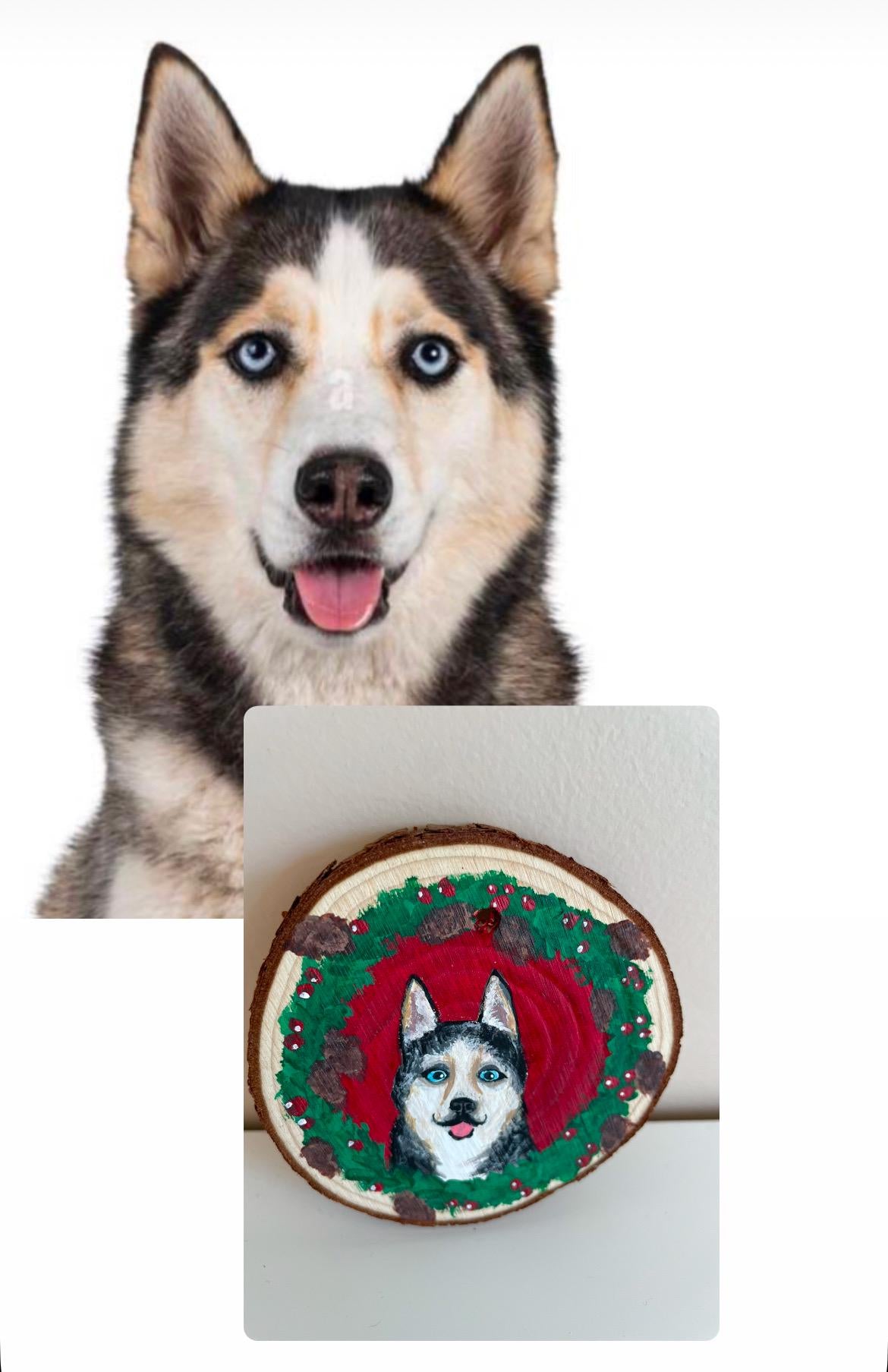 Custom Hand Painted Pet Wooden Christmas Ornament, Dog lover gift, Cat lover gift, Personalized Pet Ornament, Cat Christmas Ornament