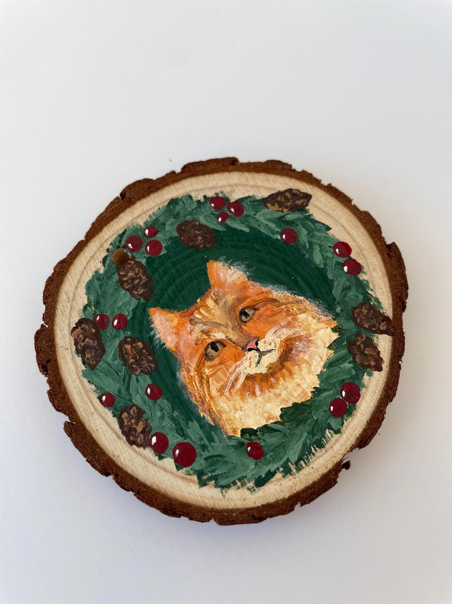 Custom Hand Painted Pet Wooden Christmas Ornament, Dog lover gift, Cat lover gift, Personalized Pet Ornament, Cat Christmas Ornament