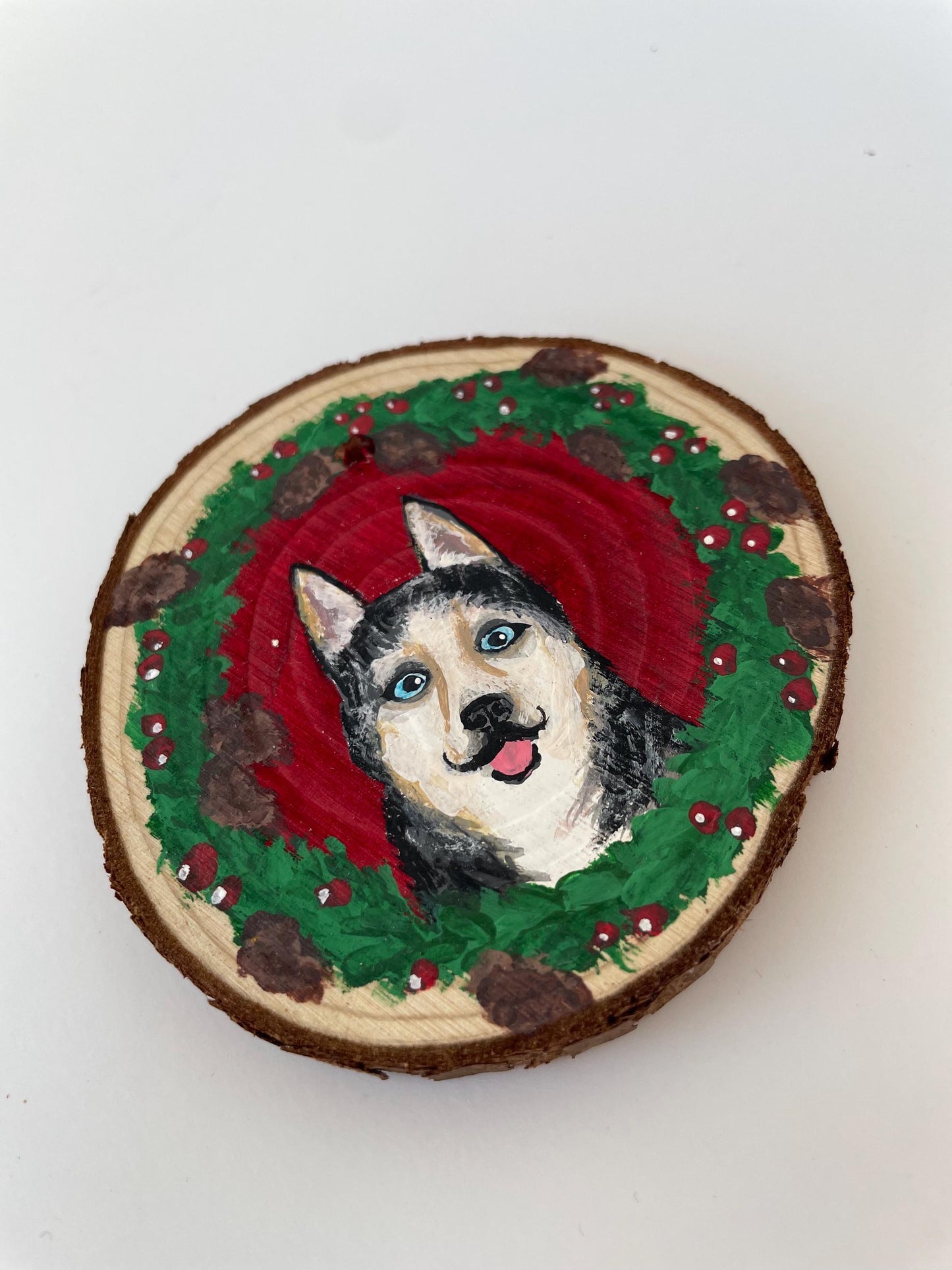 Custom Hand Painted Pet Wooden Christmas Ornament, Dog lover gift, Cat lover gift, Personalized Pet Ornament, Cat Christmas Ornament