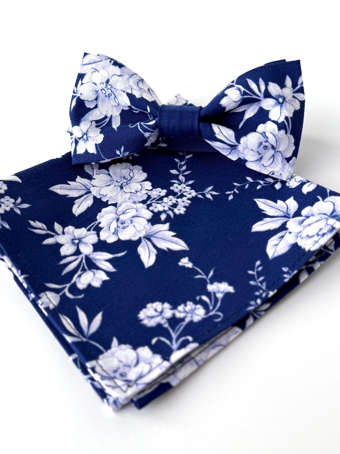 Floral Navy Necktie, blue wedding necktie, skinny wedding tie, regular tie for men, groomsmen necktie, bow tie, pocket square, gift for him