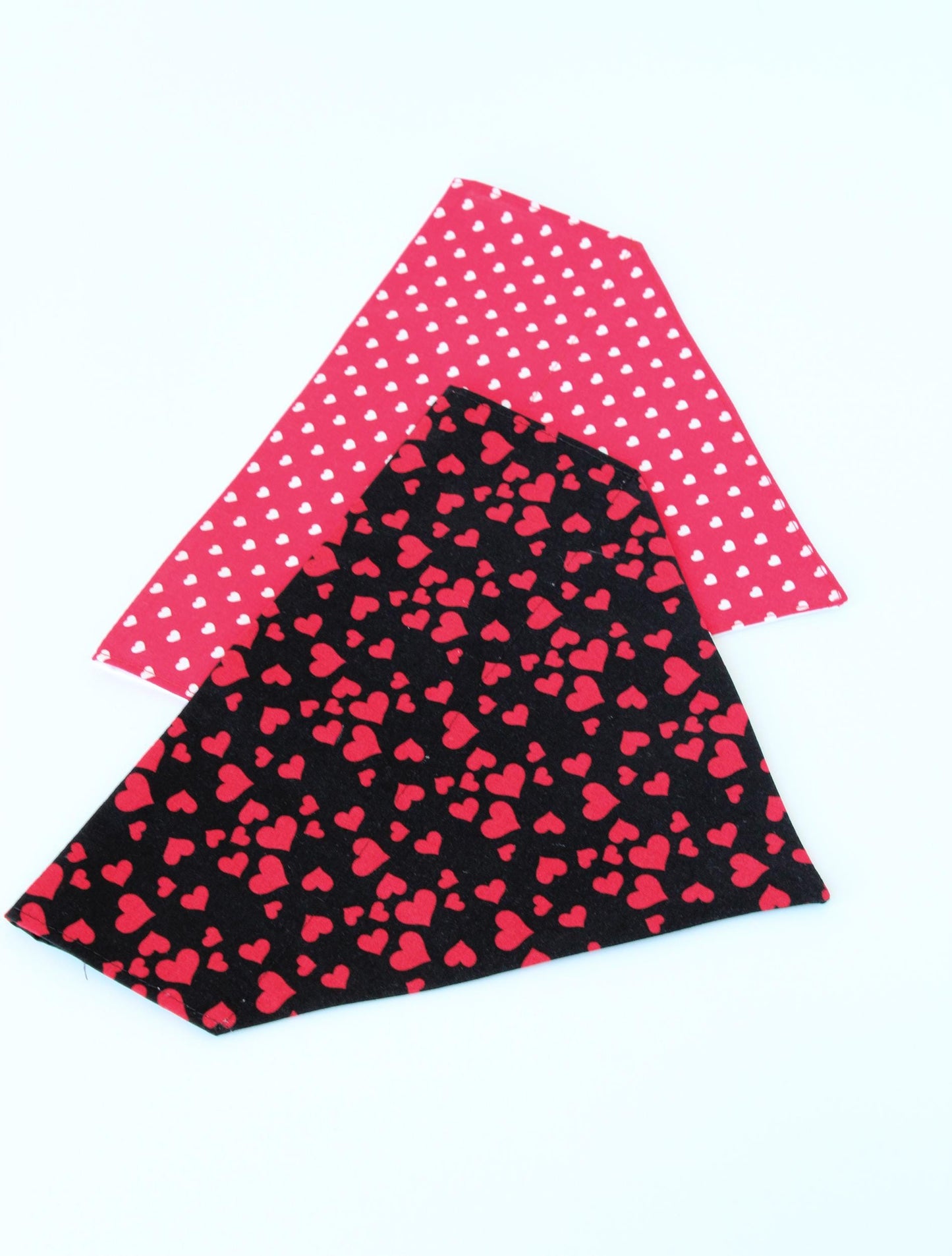 Valentine's Day Dog Bandana, over the collar red hearts bandana for dog, collar on bandana, red black dog bandana, pet lover gift, cute dog
