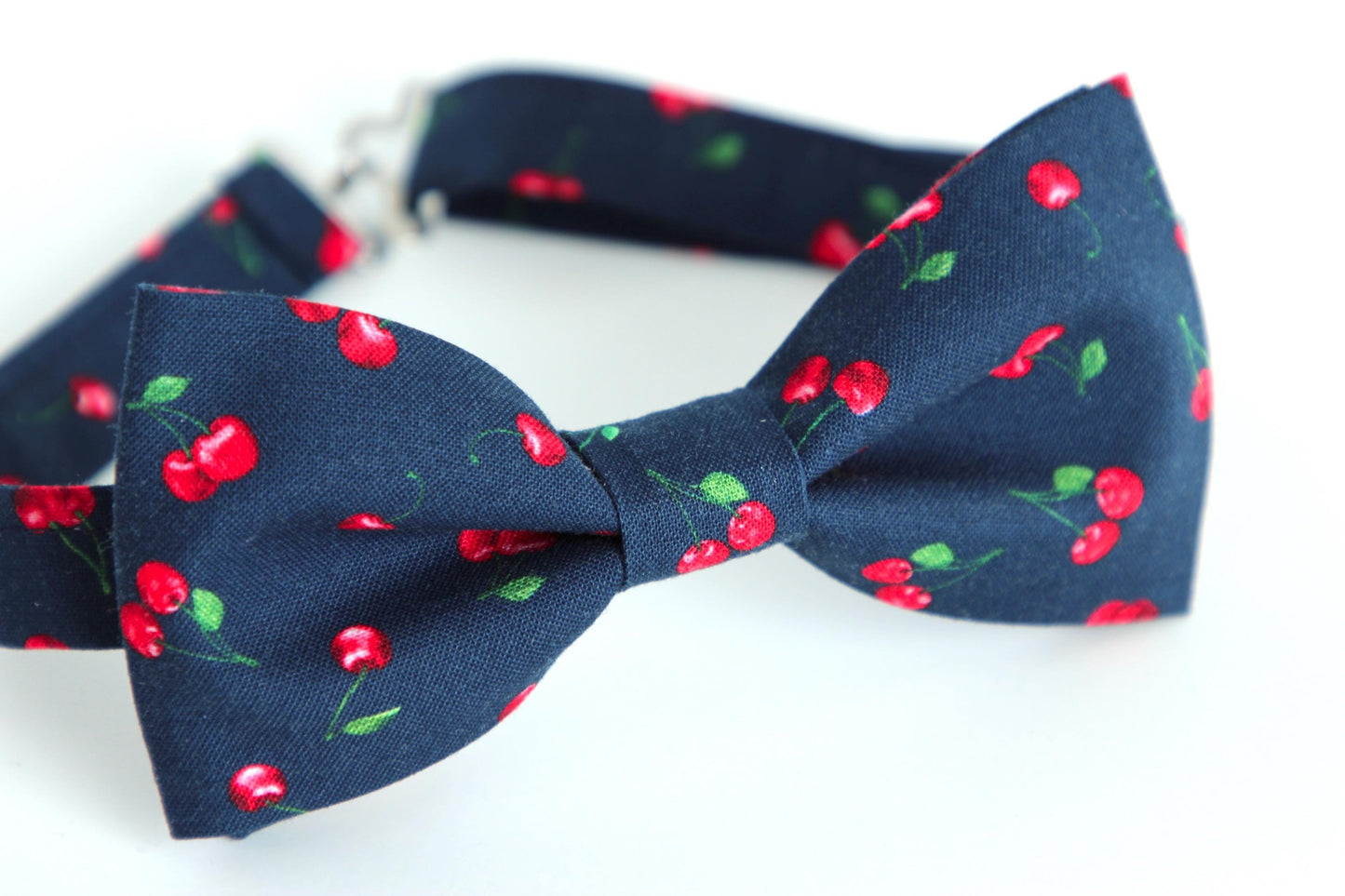Navy blue with cherries bow tie for men and boys, cherry bow tie, gift for him, navy suspenders, fruit bow tie, kids bow tie, novelty bowtie