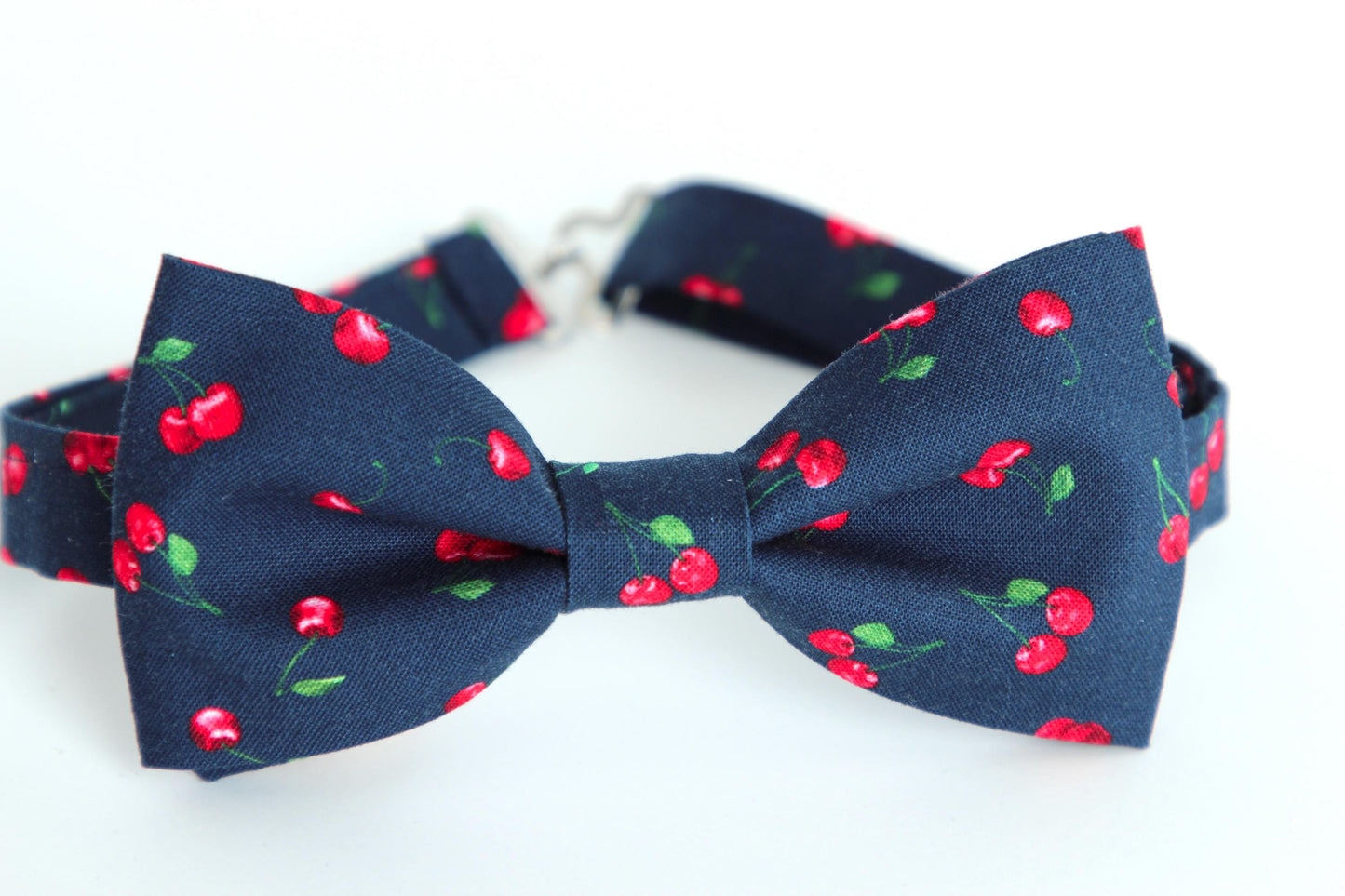 Navy blue with cherries bow tie for men and boys, cherry bow tie, gift for him, navy suspenders, fruit bow tie, kids bow tie, novelty bowtie