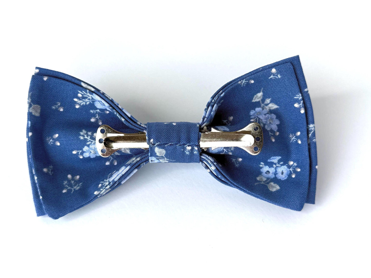Blue floral necktie, bow tie, pocket square, blue wedding groomsmen long tie, floral skinny tie for men and boys