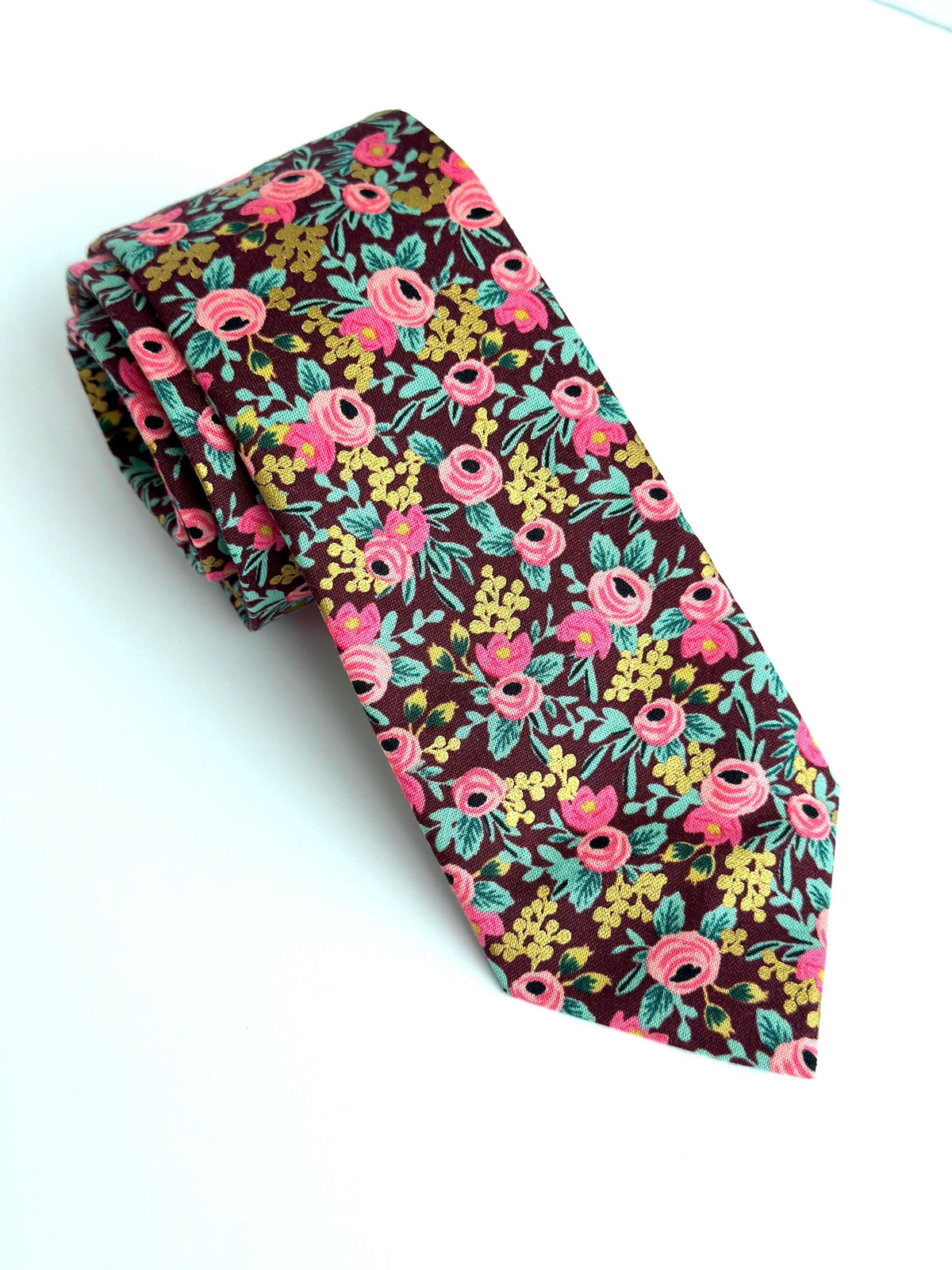 Rifle Paper Co Floral Necktie for Men, Wildwood Garden Wedding Tie, Handmade Cotton Necktie, Groomsmen Gift, Botanical Tie