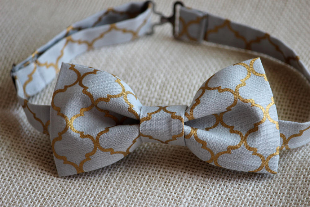 Grey golden bow tie, mens grey bow tie, wedding bow tie, groomsmen bow tie, gold bow tie, grey bow tie, ring boy bow tie, ring bearer bowtie