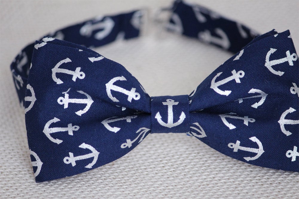 Nautical bow tie for boys, navy anchor bow tie for toddler boy, nautical photoshoot, boys navy bow tie