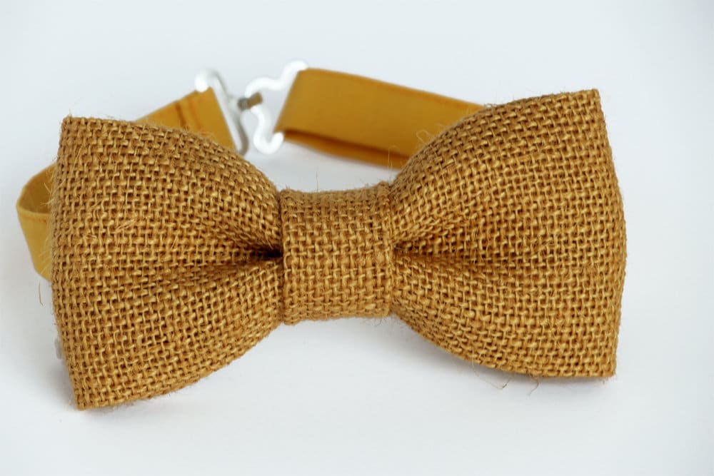 Mustard burlap bow tie, mens bow tie, boys bow tie, rustic wedding bow tie, fall outfit, family pictures outfit, toddler boy bowtie