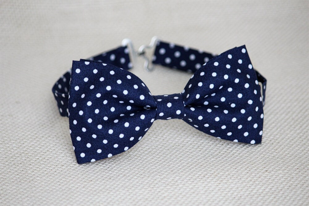 Navy white polka dot bow tie, navy bow tie, navy blue bow tie for boys, blue polka dot bow tie, ringboy bow tie, mens bow tie, kids bow tie