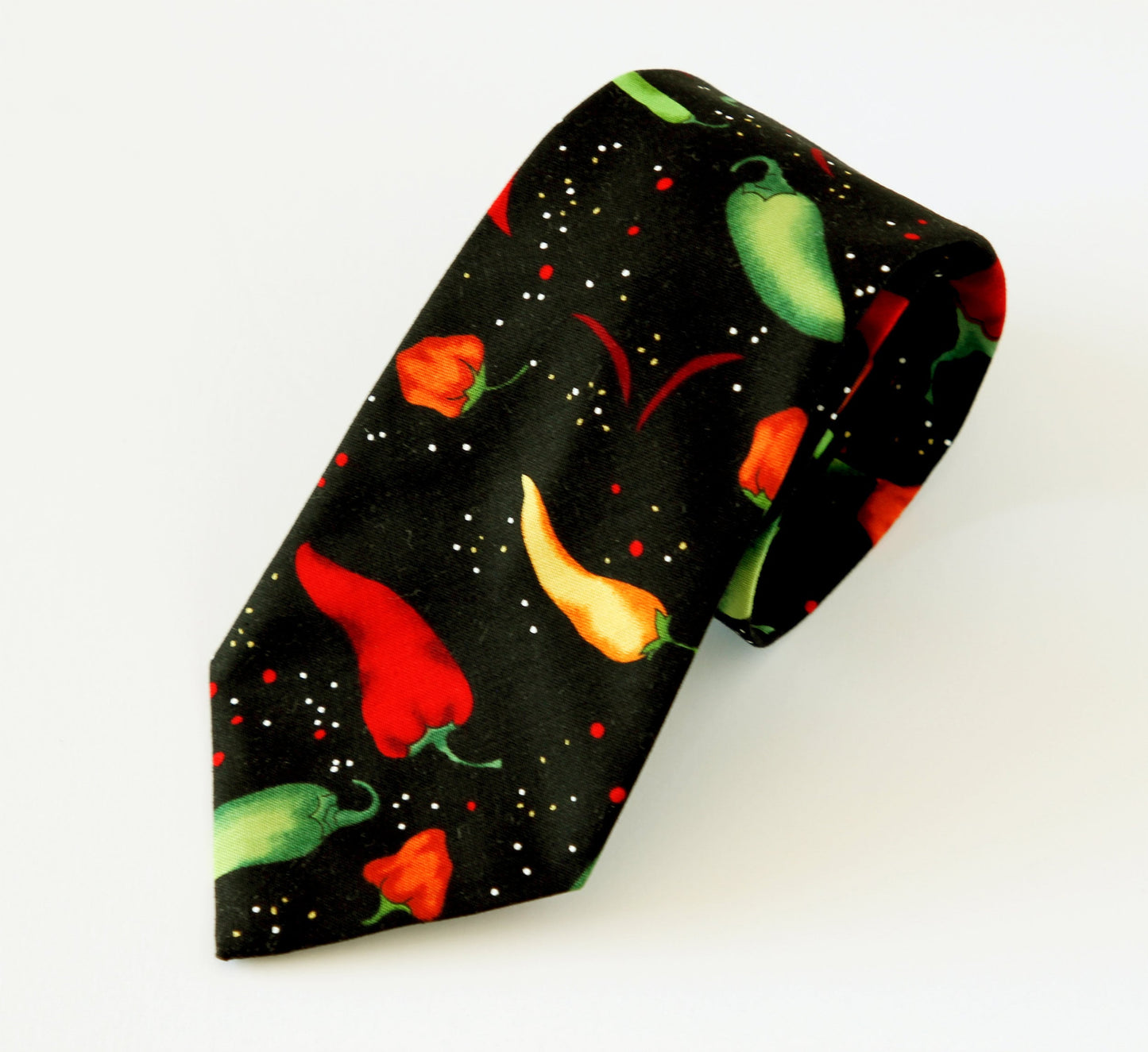 Hot pepper neck tie, black neck tie, funny necktie, regular neck tie, chili pepper tie, spicy food lover gift, hot spicy tie, mens necktie
