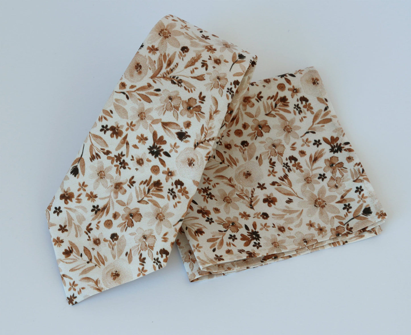 Tan floral bow tie, necktie, pocket square, beige floral wedding men's grooms ring boy bowtie, autumn floral bow tie