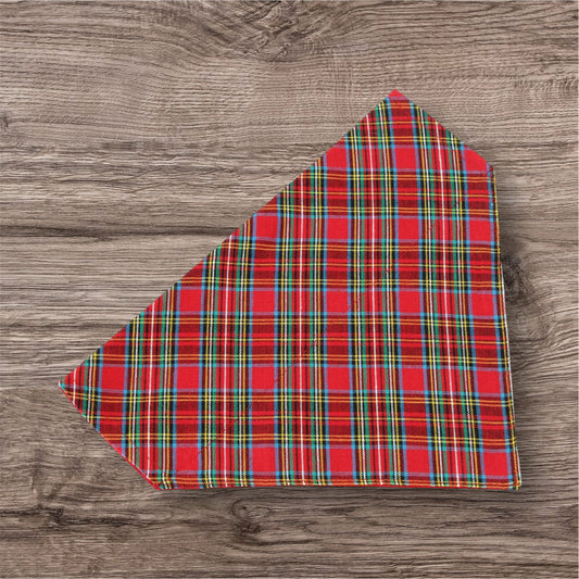 Dog bandana, Christmas plaid dog collar on bandana, red plaid over the collar bandana, dog lover gift, holiday over the collar accessories