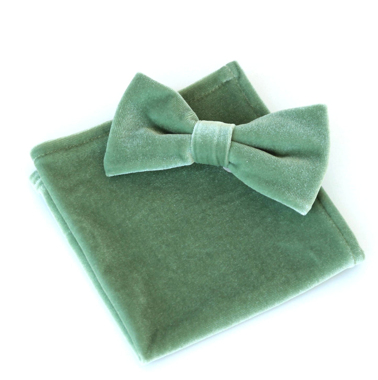 Dusty sage velvet bow tie and brown suspenders for men and boys, wedding grooms groomsmen outfit, sage green bowtie