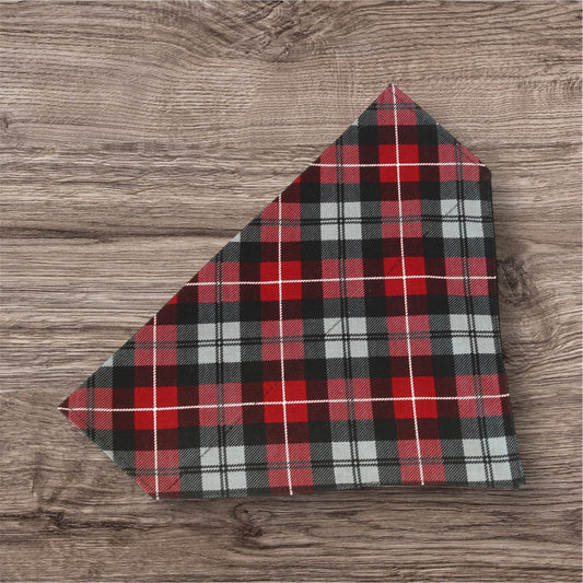 Red, gray and black plaid dog bandana, over the collar bandana for dogs all sizes, slip on bandana, dog holiday accessories, Christmas gift