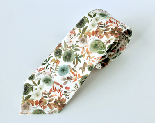 Autumn floral necktie, men's wedding neck tie, bow tie, pocket square, grooms groomsmen dusty green blue brown bowtie boys