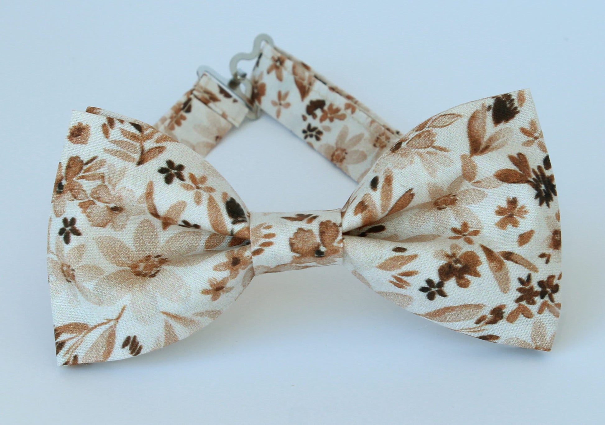 Tan floral necktie, bow tie, pocket square, beige floral men's bowtie, wedding grooms groomsmen, ring boy autumn floral bow tie, fall bowtie