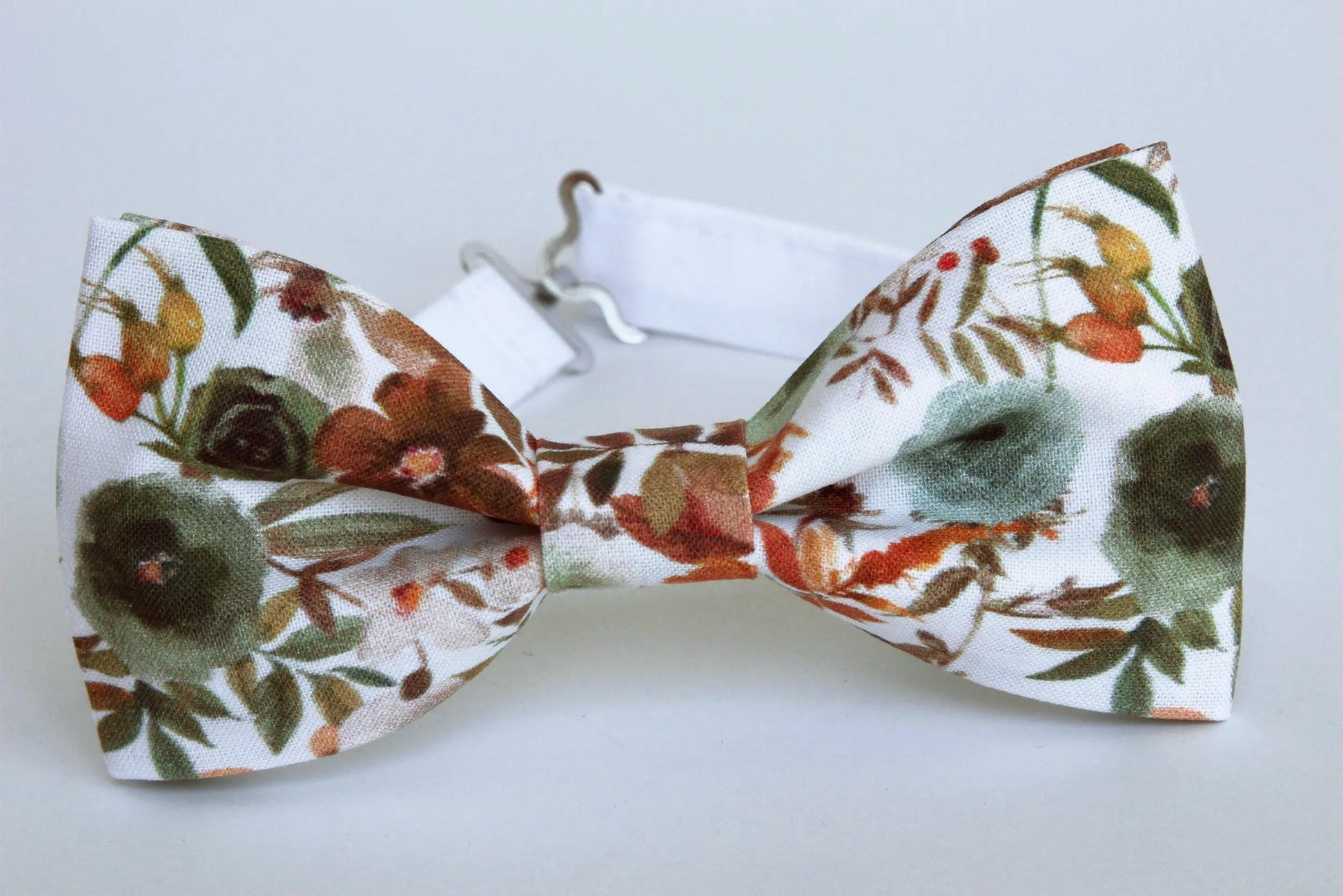 Autumn floral necktie, men's wedding neck tie, bow tie, pocket square, grooms groomsmen dusty green blue brown bowtie boys