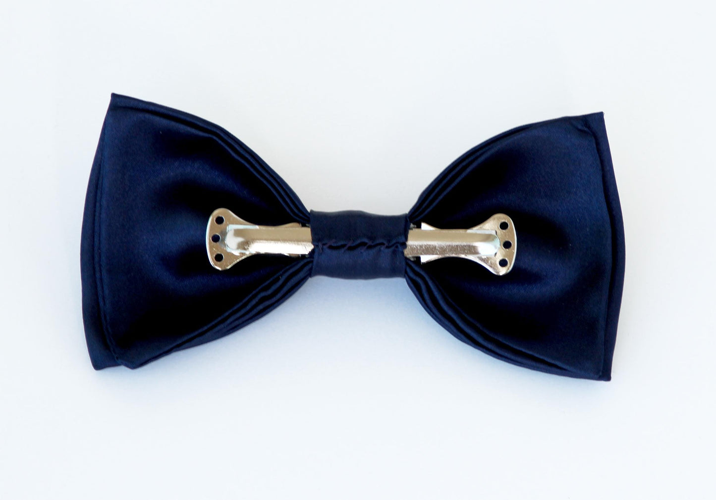 Navy blue satin men's bow tie, pocket square, wedding bowtie for men and boys, grooms, groomsmen dark blue bow tie