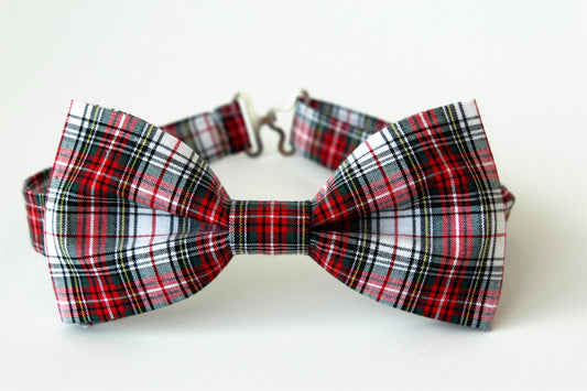 Christmas plaid bow tie for men and boys, Christmas gift, Gift for him, Holiday Outfit, Stocking stuffers, Holiday bowtie, red plaid bow tie