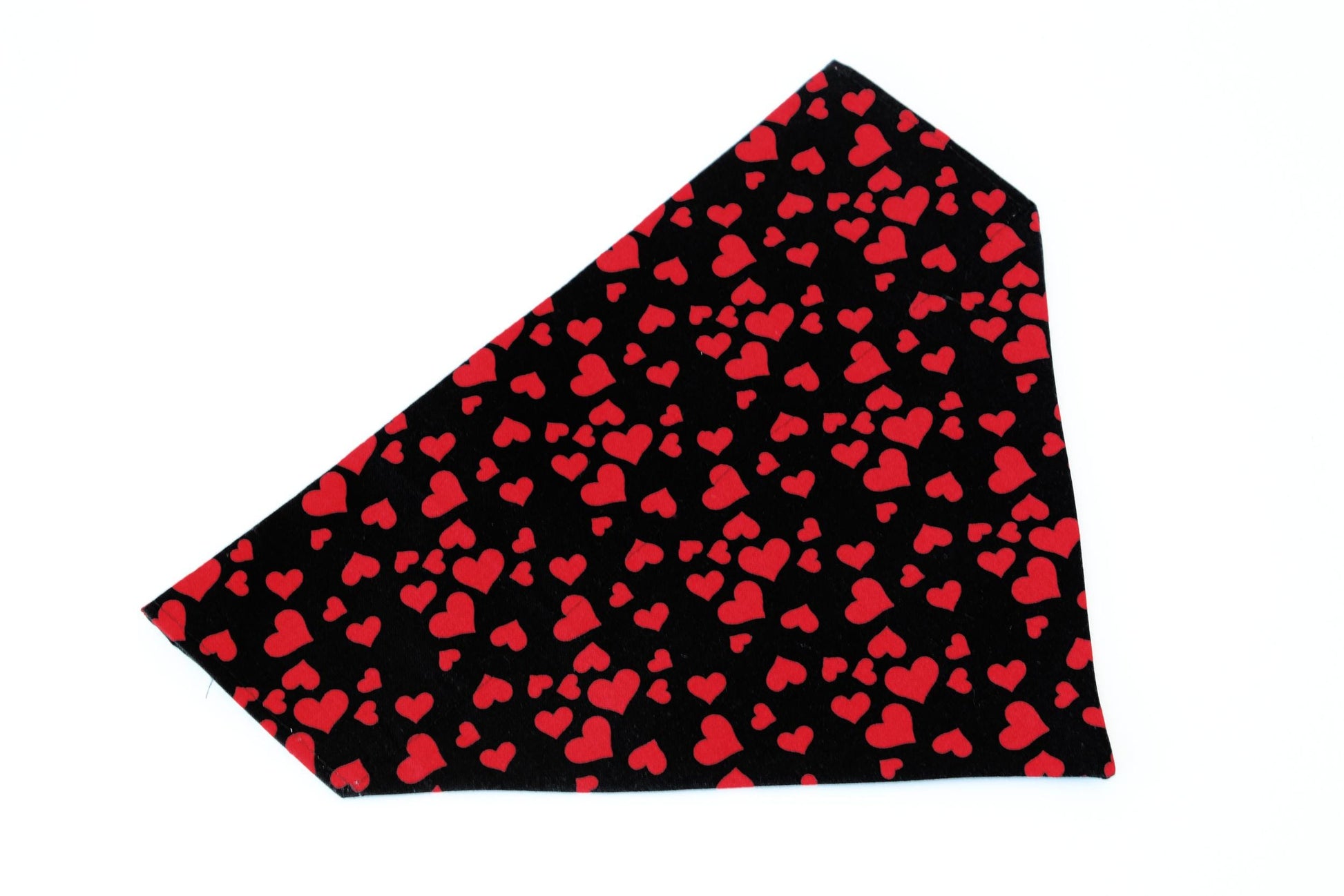 Valentine's Day Dog Bandana, over the collar red hearts bandana for dog, collar on bandana, red black dog bandana, pet lover gift, cute dog