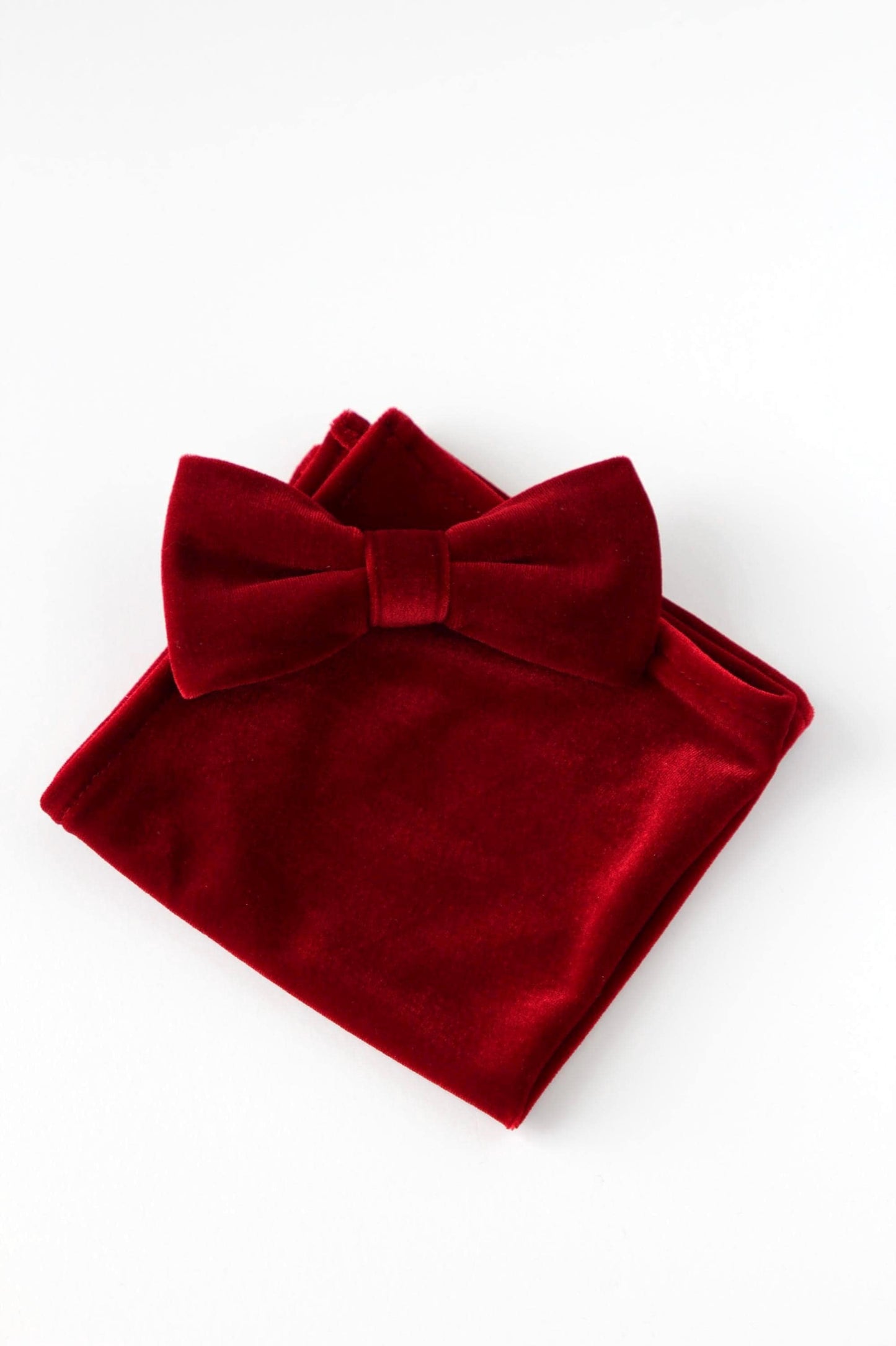 Deep red velvet bow tie, dark red velvet bow tie