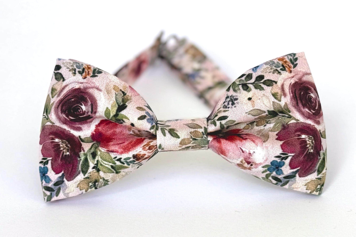 Dusty rose floral necktie for men and boys, blush pink floral bow tie
