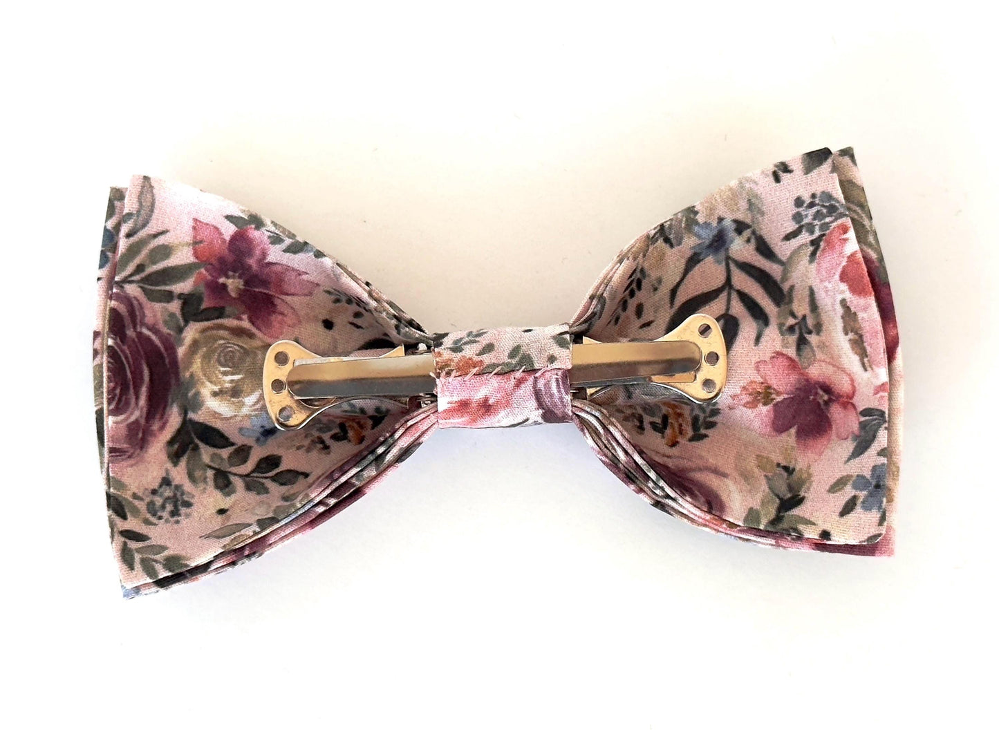 Dusty rose floral necktie for men and boys, blush pink floral bow tie