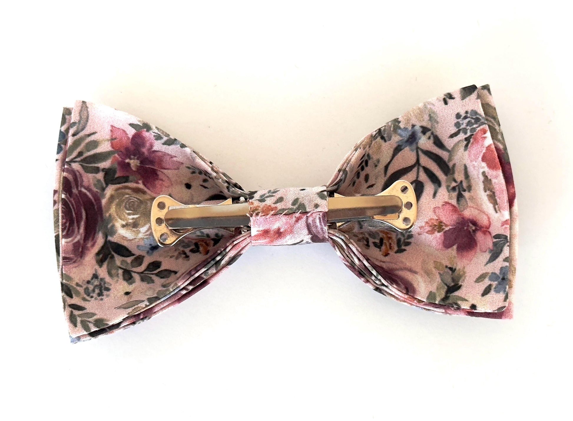 Dusty rose floral necktie for men and boys, blush pink floral bow tie