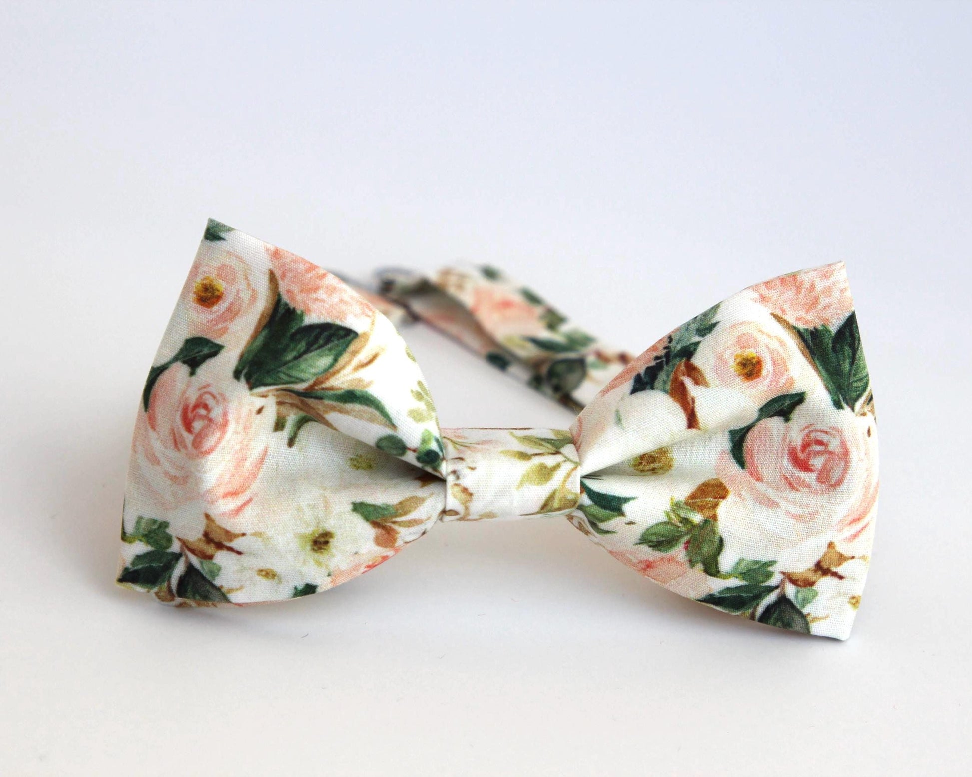 Blush floral men’s necktie, wedding floral tie, blush and green skinny tie