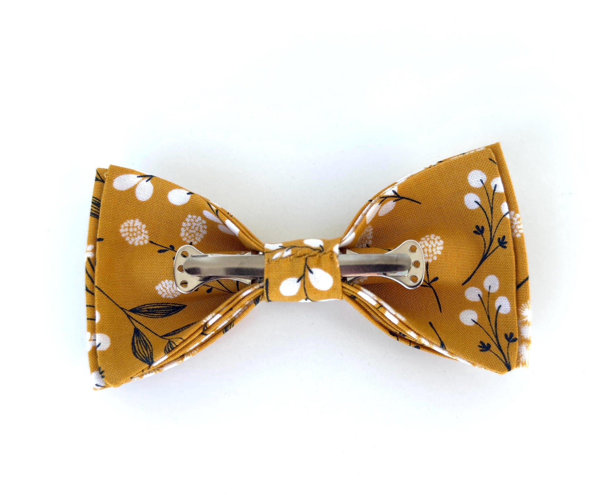 Mustard yellow floral necktie, wedding long tie, groomsmen skinny tie