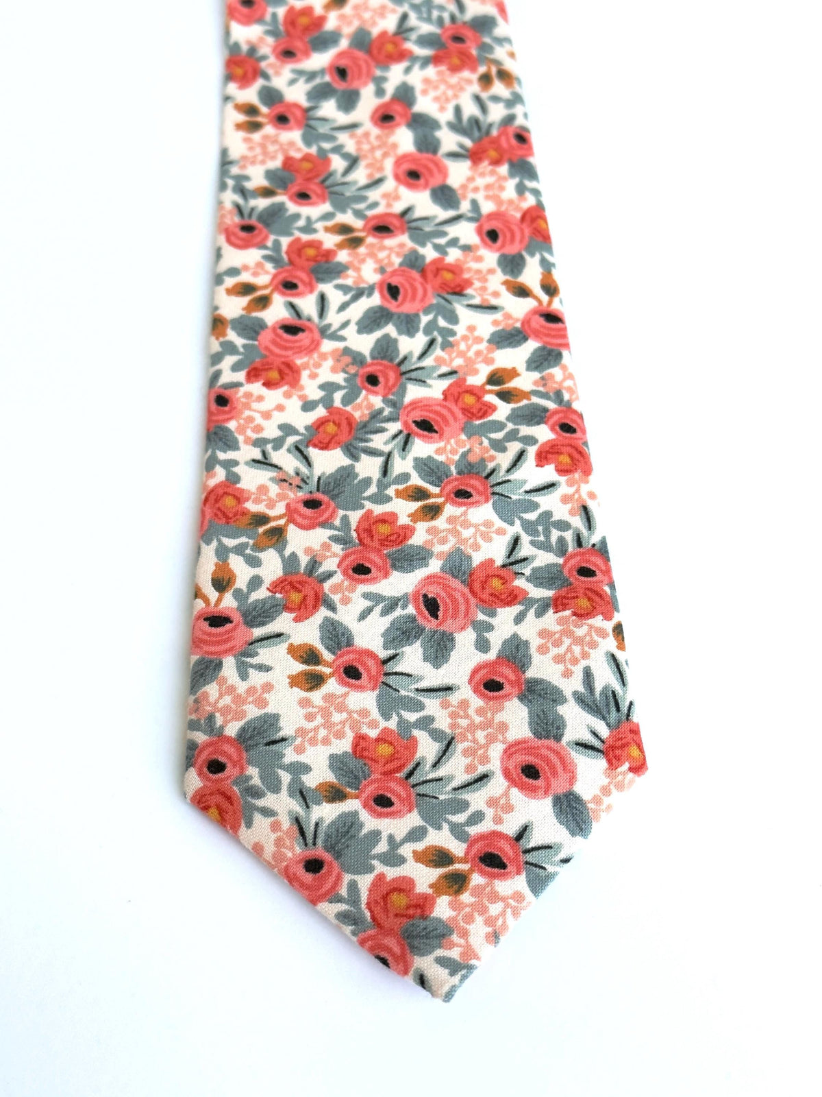 Rifle Paper Co Floral Necktie for Men, Wildwood Garden Wedding Tie, Handmade Cotton Necktie, Groomsmen Gift, Botanical Tie