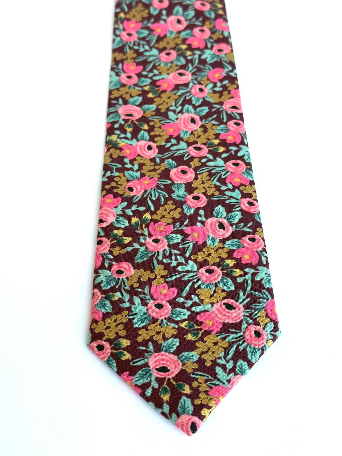 Rifle Paper Co Floral Necktie for Men, Wildwood Garden Wedding Tie, Handmade Cotton Necktie, Groomsmen Gift, Botanical Tie
