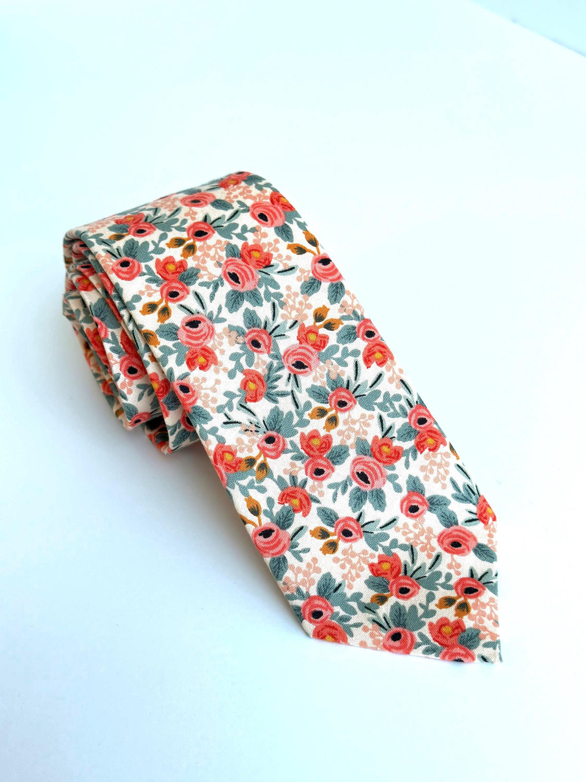 Rifle Paper Co Floral Necktie for Men, Wildwood Garden Wedding Tie, Handmade Cotton Necktie, Groomsmen Gift, Botanical Tie