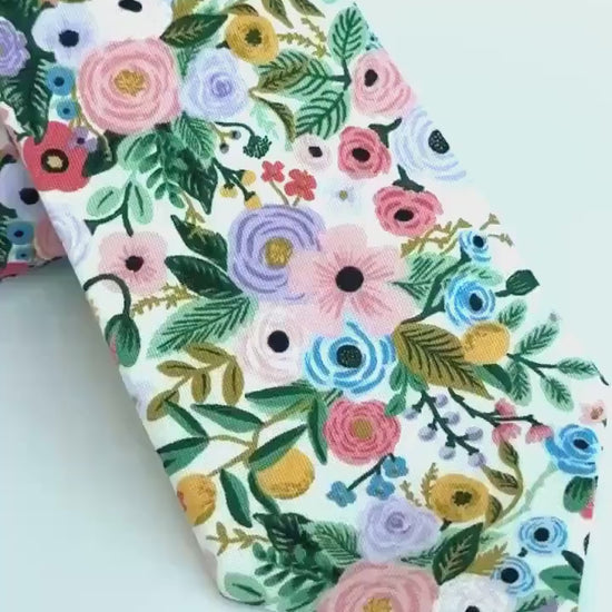 Pastel Floral Tie, Wedding Tie, Spring Wedding Tie, Groomsmen Tie, Rifle Paper Co Floral Necktie, Father’s Day Gift
