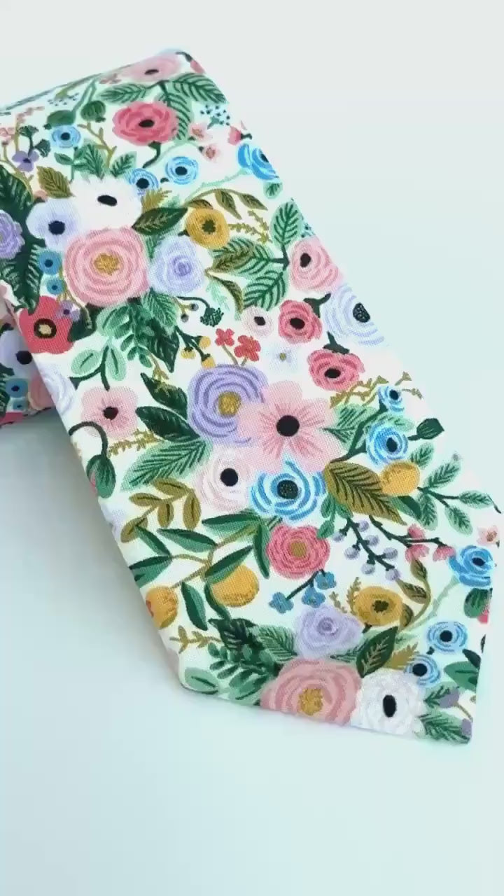 Pastel Floral Tie, Wedding Tie, Spring Wedding Tie, Groomsmen Tie, Rifle Paper Co Floral Necktie, Father’s Day Gift