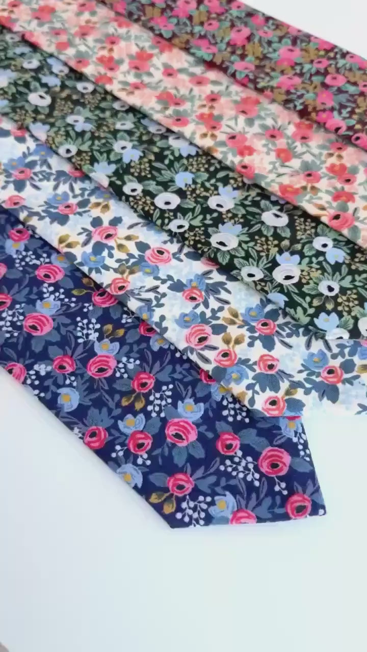Rifle Paper Co Floral Necktie for Men, Wildwood Garden Wedding Tie, Handmade Cotton Necktie, Groomsmen Gift, Botanical Tie