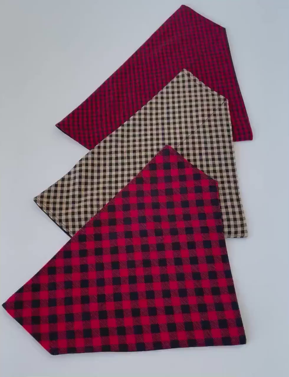 Christmas  dog bandana, red black over the collar dog bandana, red buffalo plaid dog collar on bandana, Holiday bandana, slip on dog bandana