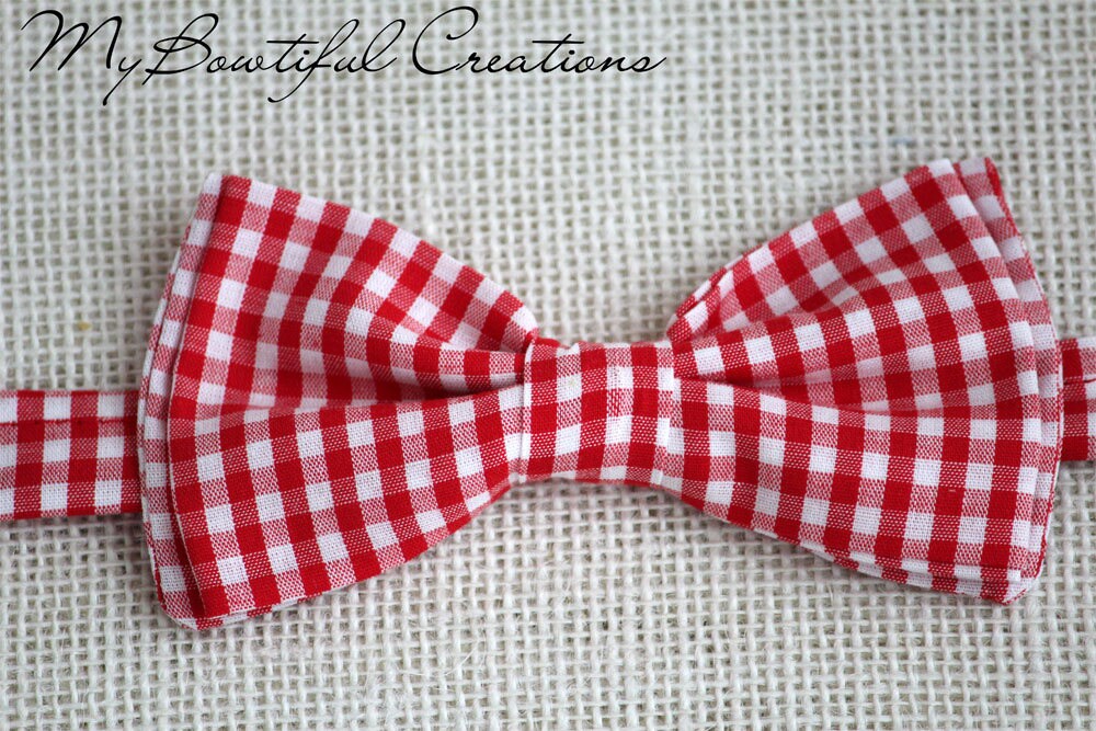 Plaid red bow tie, kids bow tie, mens bow tie, fathers day, gift for him, baby boy bow tie, ring bearer bow tie