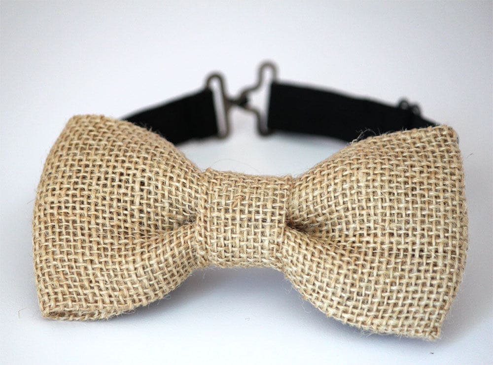 Burlap bow tie, mens burlap bow tie, boys burlap bow tie, wedding bow tie, groomsmen bow tie, ring bearer bow tie, burlap wedding bow tie