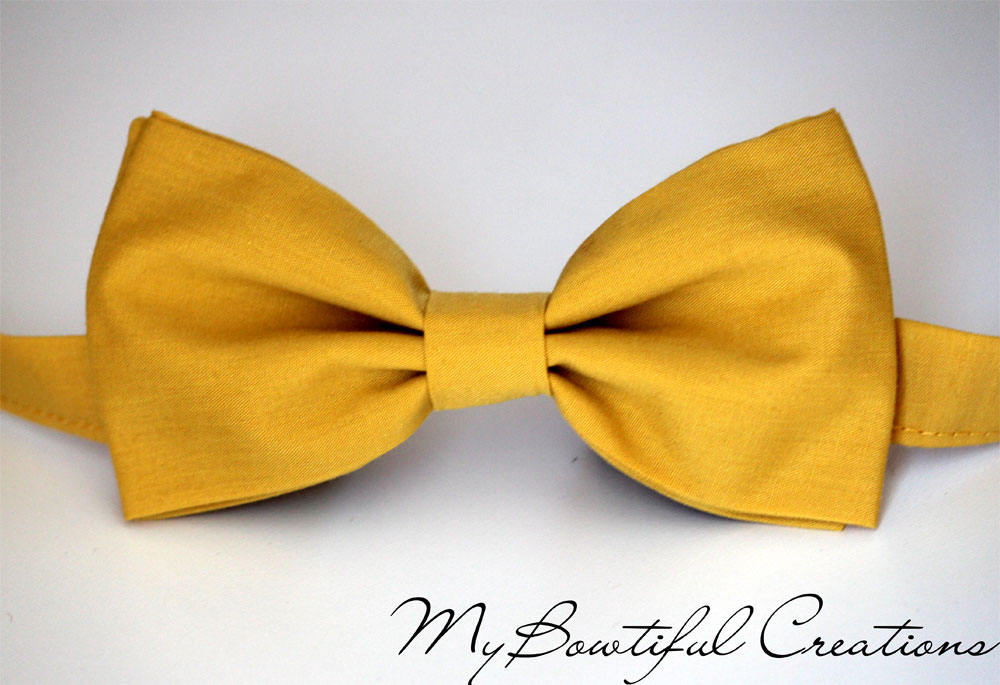 Mustard bow tie, boys bow tie, mens bow tie, wedding bow tie, pre-tied bow tie, ring bearer bow tie, groom bow tie, groomsmen bow tie