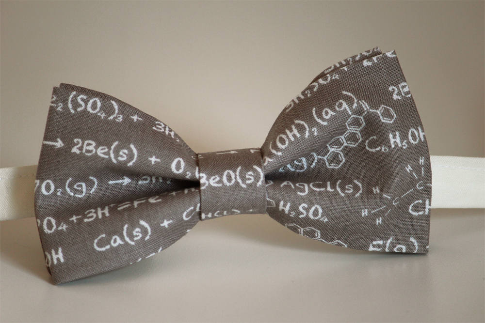 Chemistry bow tie, science bow tie, equations bow tie, graduations bow tie, unique gift for him, school bow tie, grey/white bow tie