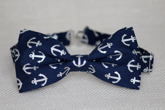 Nautical bow tie for boys, navy anchor bow tie for toddler boy, nautical photoshoot, boys navy bow tie